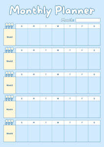 Light Blue Cute Creative Monthly Planner